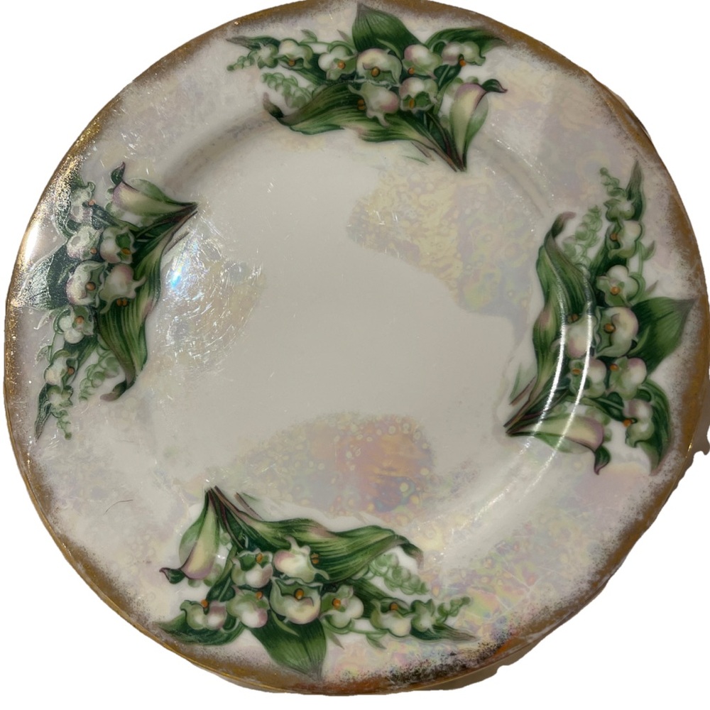 Sold! Ucagco Lustreware Flower of the Month May Lily Of The Valley Plate Japan
